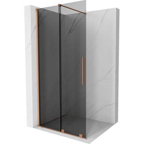 Mexen Velar parete doccia scorrevole Walk-in 75 x 200 cm, grafite 8 mm, rame spazzolato - 871-075-000-43-65 (1/5)