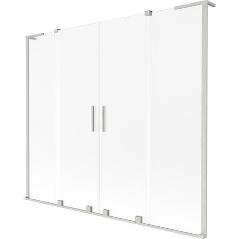 Mexen Velar L Duo mampara de bañera de 2 puertas correderas 170 x 150 cm, escarcha, níquel cepillado - 896-170-003-32-97 (1/2)