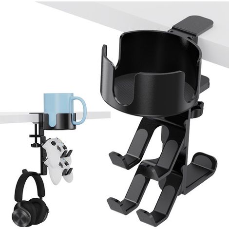 Support de bureau rotatif 3 en 1 pour manette et casque, porte-gobelet étanche avec support pour casque et manette, accessoires de jeu (1/5)