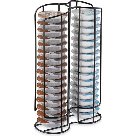 Porte-capsules de café rotatif pour Nespresso (40 capsules), support de rangement en fer pour Tassimo (32 capsules) - noir
