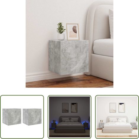 vidaXL Wandmontage - TV-Wandschränke mit LED-Leuchten 2 Stk. Betongrau 40,5x35x40 cm (1/5)