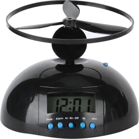 Leuchtender Wecker, tragbarer LCD-Wecker in Hubschrauberform, Mini-Rundpropeller-Wecker für die Schlafzimmerdekoration - Crezuo