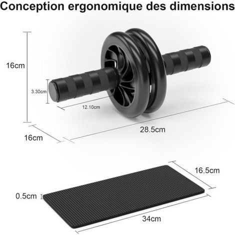 Roue Abdominale Double Professionnelle - 2 Roues Stabilité Maximale - Avec Tapis de Fitness - Entraînement Intense Abdos (1/4)