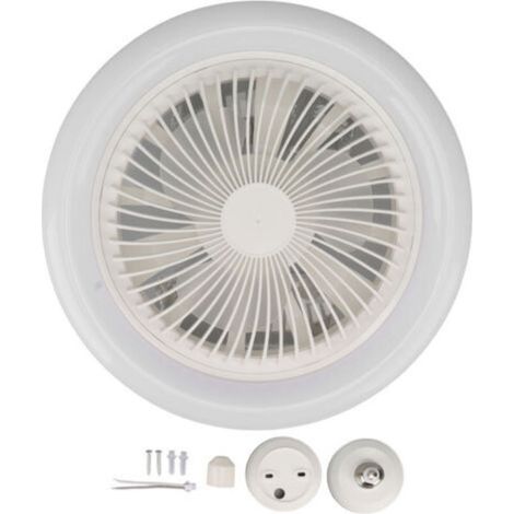 30-W-Deckenventilator mit Licht, leiser Deckenventilator, dimmbare LED-Deckenleuchte mit E27-Fassung, 3 Geschwindigkeitsstufen, Timer (Weiß) (1/4)