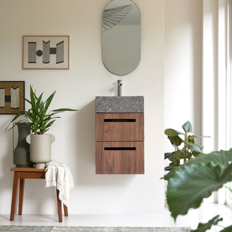 Meuble en bois de noyer avec vasque 40 Line (1/5)