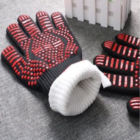 Gants Barbecue - Résistants Chaleur Jusqu'à 500 °C - Pour Four Barbecue Micro-ondes Cheminée - 1 Paire (1/4)