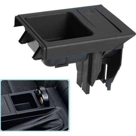 Eosnow Portabicchieri per console centrale anteriore per auto + vassoio portamonete per BMW Serie 3 E46 1998-2004 Nero (1/5)