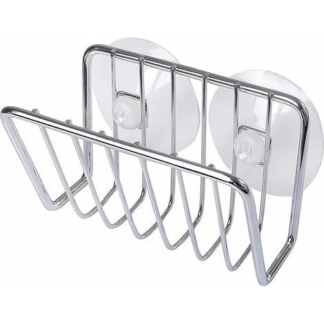 Porte-éponge à ventouse en acier inoxydable pour évier de cuisine - Argenté (1/5)