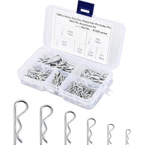 100 Pcs Goupilles Fendues R Clips avec Boîte, 6 Tailles (1/5)