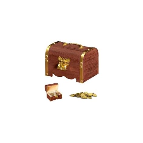 Coffre au Trésor en Bois Vintage, Petit Coffre au Trésor Rétro Tirelire Rangement en Bois Petit Coffre Boîte à Trésor Avec Serrure et Clés pour Stockage, Décoration,Or (1/5)