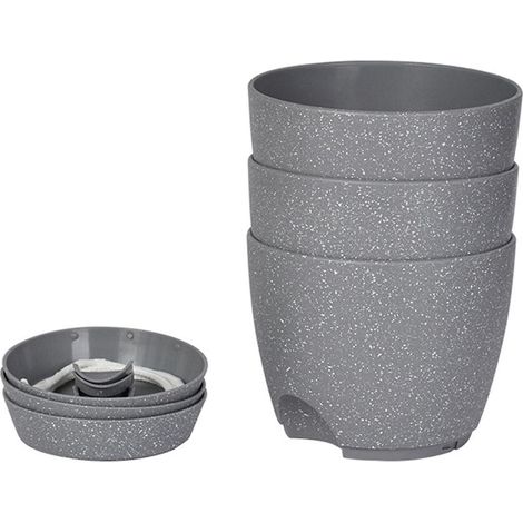 Lot de 3 pots à arrosage automatique de 16,5 cm pour plantes d'intérieur, avec trous de drainage et mèche. (1/5)