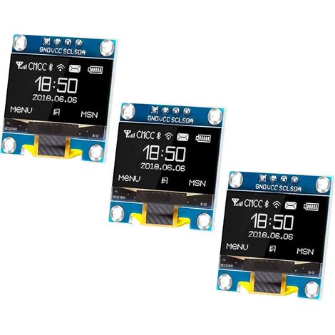 Module d'affichage OLED de 0,96 pouces, 128 x 64, I2C, compatible avec Arduino PI (Blanc) (1/5)
