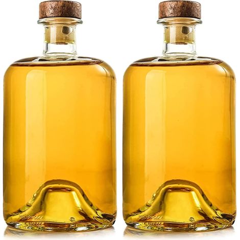 Confezione da 2 bottiglie di vetro da 750 ml con tappo in legno, bottiglie trasparenti per spumante, kefir, conservazione degli alimenti, a prova di perdite, lavabili in lavastoviglie (750 ml) (1/5)