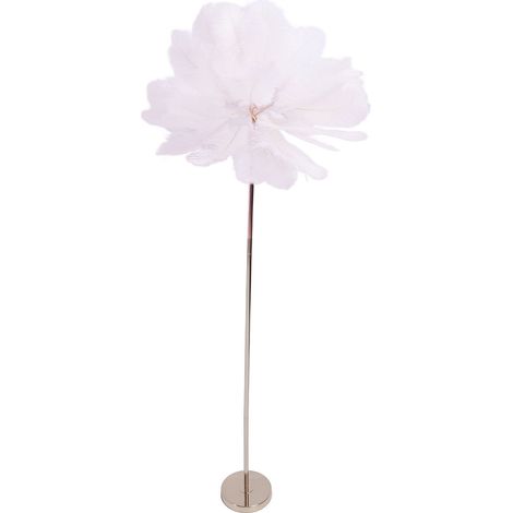 Lampadaire Plumes D'autruche Fer Forgé 155 cm LED USB Variation Progressive Déco Nordique Chevet Salon Rose (1/5)