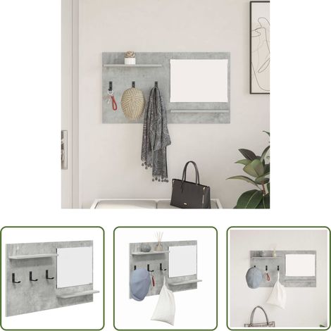 Rangement manteau -  Porte-manteau mural avec étagère Gris béton 90 x 10 x 50 cm (1/5)
