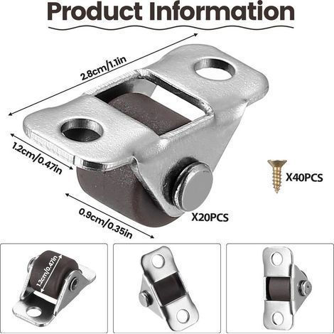 20 Pcs Roulettes pour Meubles Lourd, 12 mm Mini Roulettes Pivotantes pour Meubles, Roulette à Rouleaux en Caoutchouc pour Petits Appareils électroménagers,Bagages, Capacité Totale 160 kg (1/4)