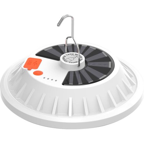 Solar-Campinglampe, USB-wiederaufladbare LED-Außenlampe mit Fernbedienung, 5 Modi mit Haken, tragbare wasserdichte Campinglaterne zum Wandern, Angeln und für Notfälle (1/5)
