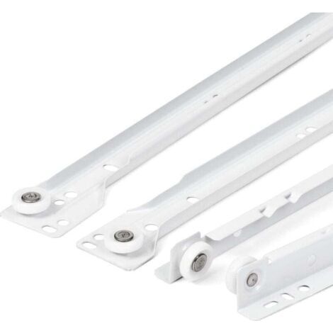 Drawer Runner 400mm - Set of 2 (1 Pair) Sliding Drawer Rails, in White, Partial Extension Slide System - Easy Assembly Sliding Drawer Kit (1/4)