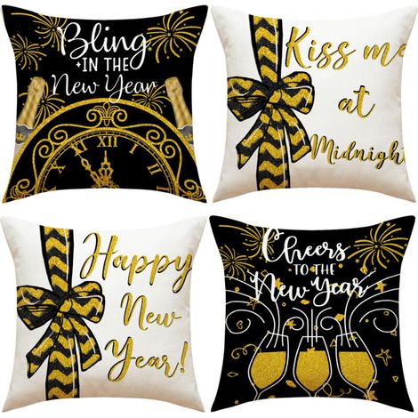 Bonne année Housses de coussin décoratives pour le Nouvel An et les fêtes d'hiver, parfaites pour décorer votre canapé ou votre fauteuil