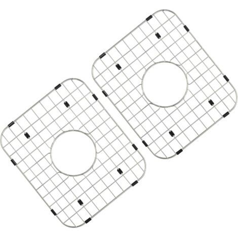 Grille de Fond d'Évier 2PCs 34,8x29,5x2,54 cm Tapis d'Évier Cuisine en Inox 304 Vidange Centrée Rayon d'Angle R50 Accessoire d'Évier pour Déposer Couverts Vaisselle Décongeler Aliment Égouttage (1/5)