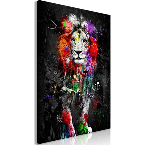 Tableau Animaux Colorés : Lion Vertical - 60 x 90 cm (1/3)