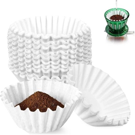 200 Pièces Filtre à Café en Papier, 110/250 mm, Filtre pour Cafetière, Filtre pour Café Filtre, Résistant à la Déchirure, Compatible 8 à 12 Tasses, Idéal pour Maison, Café, Bureau (1/5)