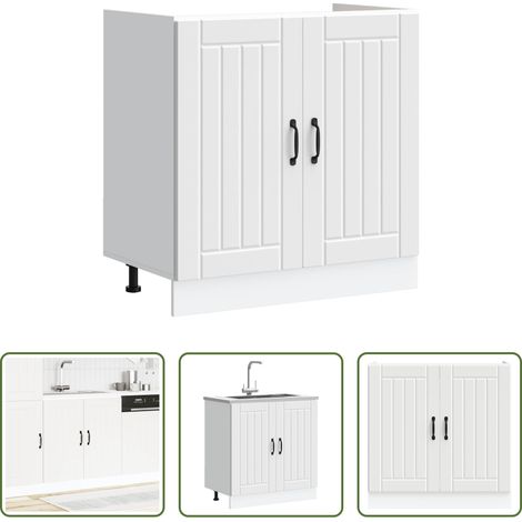 vidaXL Bois d'ingénierie - Meuble de base de lavabo Lucca blanc bois d'ingénierie (1/5)