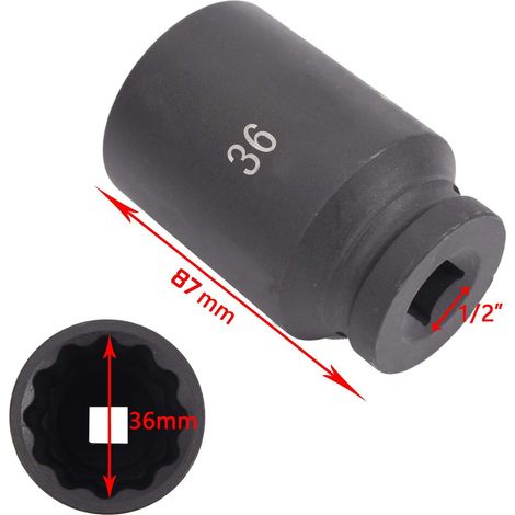 JOMAFA VASO 36 MM 12 CARAS IMPACTO 1/2" LARGO PARA BUJES, PALIERS… (1/4)