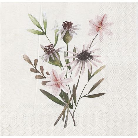 Eglo Servietten Blumen Mahuli weiß 16,5 x 16,5 cm - 20er Pack Servietten (1/3)