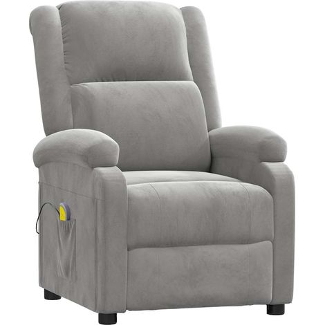 Massage Chair Light Grey Velvet vidaXL (1/5)