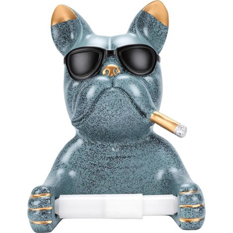 Porte-papier toilette mural en résine, représentant un bouledogue (1/5)