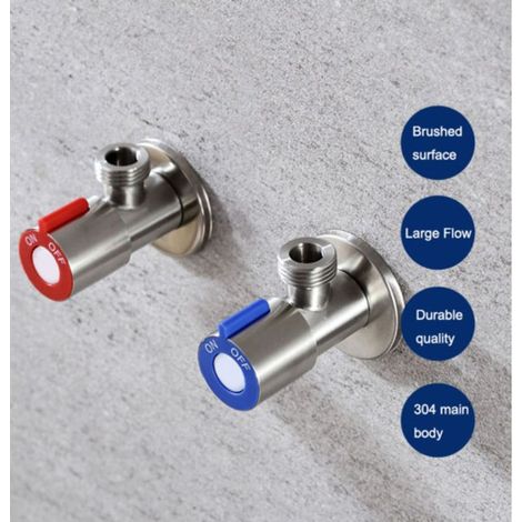 2 Pièces Lavabo Robinet D'Équerre Murale Robinet De Réglage 1/2" Robinet À Tournant Sphérique (1/5)