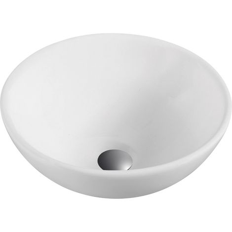 Lavabo Sobre Encimera Cerámico Blanco Mate Lavamanos Baño para Encimera Ovalado 40cm de Diámetro (1/4)