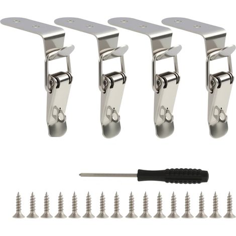 4PCS Fermeture à Levier à Pression, Fermeture à Levier à Bascule à Ressort Inoxydable, Loquet à Bascule en Acier Inoxydable pour Verrouillage de la Boîte à Outils, Porte, Armoires et Tiroirs (1/5)