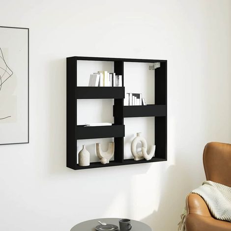 Armoire murale noire 80 x 15 x 80 cm en bois d’ingénierie, rangement flottant - PANGIVO (1/5)