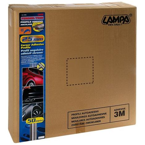Fender-Trim, profilo adesivo angolare cromato - 50 m - 25 mm