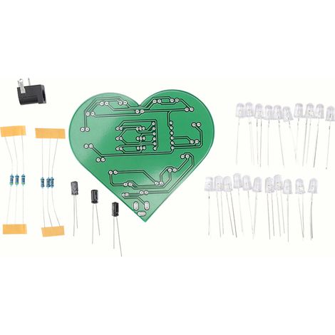 Kit Électronique LED Coeur Clignotant - Composants DIY Soudure Pratique - Carte PCB 6mm RF-4 - Ensemble 1 Pièce (1/5)