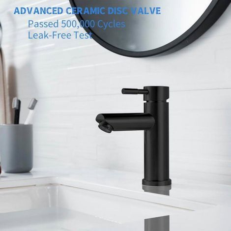 Robinet de lavabo salle de bain noir mat, design moderne avec bec pivotant, installation facile Femeo (1/5)