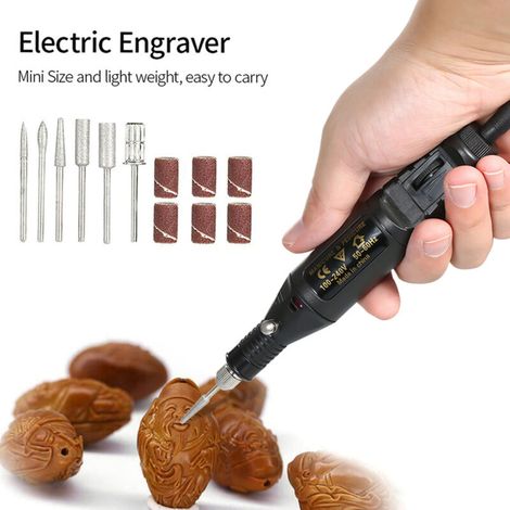 Mini trapano elettrico 100V-240V, 14 pezzi, strumento di foratura, velocità variabile, penna rotativa per incisione, set per intaglio per fresatura e lucidatura -Crezuo
