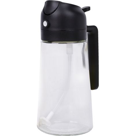 Botella de aceite de vidrio 2 en 1: Verter y pulverizar, 470 ml, negra (1/5)