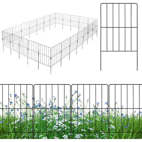 Goplus – Clôture décorative de jardin en métal – Lot de 12 panneaux 61 x 33 cm – Résistante aux intempéries – Installation rapide sans outil (1/5)