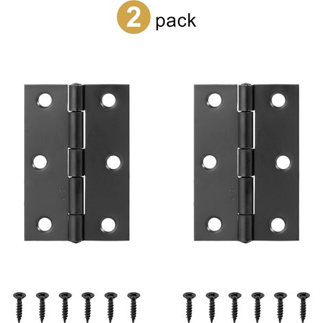 (Noir 63,2 mm, lot de 2) 2 charnières en acier inoxydable pliables à 270°, petites charnières noires pour portes de placards de cuisine, meubles en bois (1/5)