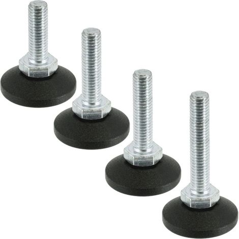– Lot de 4 vérins réglables M8 x 50mm – Charge max 400Kg – Acier zingué et plastique – Pour meubles et structures ajustables (1/2)