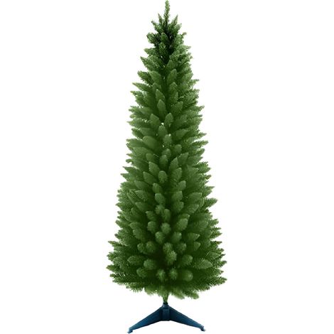 Albero di natale verde piccolo alto cm 150 slim artificiale apertura ad ombrello abete stretto folto pieno salvaspazio ignifugo