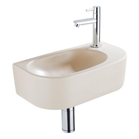 Fugaflow Efficiente Pietra Ensemble lavabo WC - 40x21.5x12cm - droit - lisse - semi-circulaire - 1 trou de robinet - céramique - robinet de lavabo