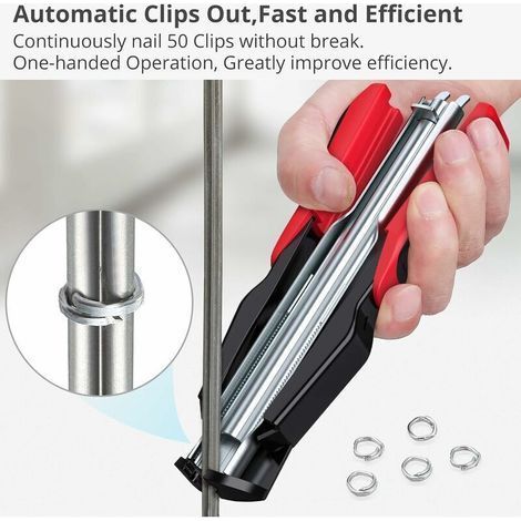 Pince à circlips automatique – 100 circlips galvanisés type C – Fixation rapide pour clôtures et grillages – Dimensions : 190 x 98 mm – Lot de 100 (1/4)