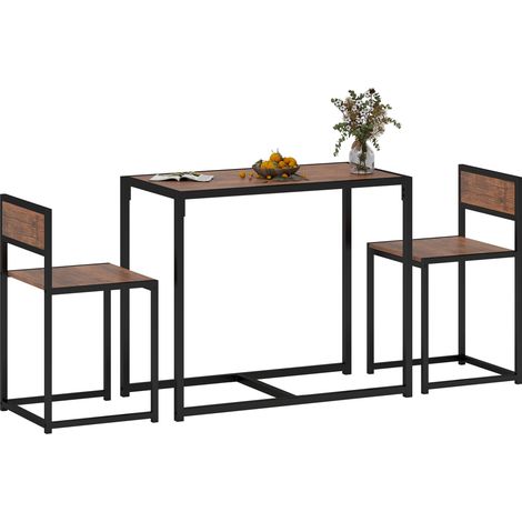 HOMCOM 3 Piece Dining Table Set with Metal Frame Natural (1/5)