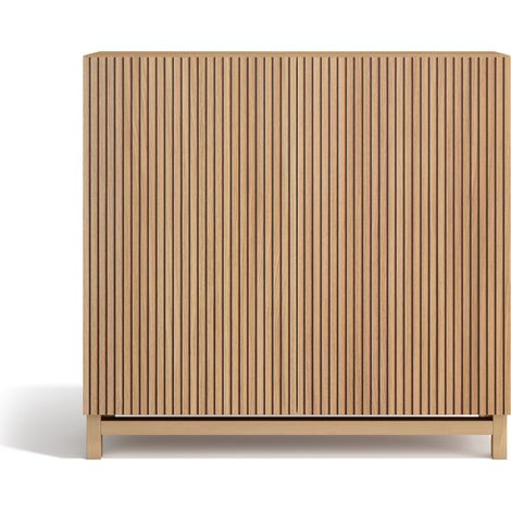 Meuble à chaussures en mélamine couleur chêne – Portes aspect lattes – Dimensions 90x26x90cm – Capacité 12-14 paires – Herdasa