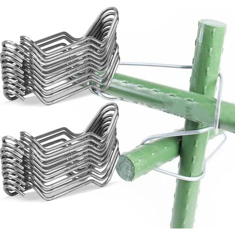 Clips Support Jardin 20pcs - Acier Galvanisé 20mm, Treillis Plantes, Tomate Concombre, Légumes (1/5)