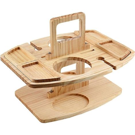 MUMU Wooden Picnic Wine Rack Corrosion-Resistant Removable Picnic Wine Table with Outdoor Fruit Tray